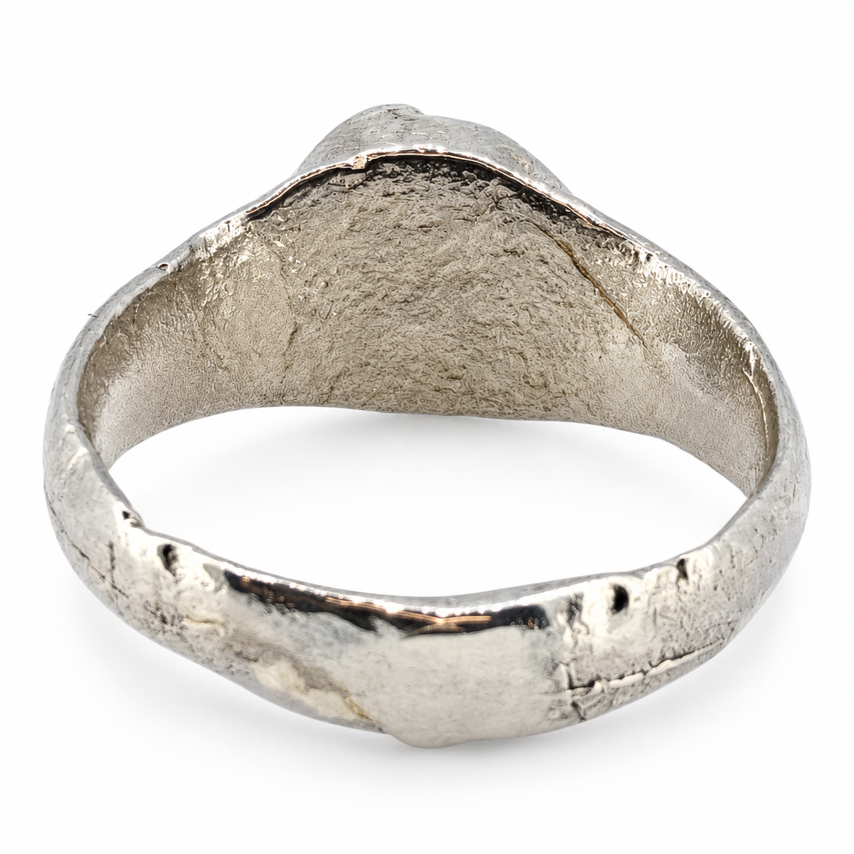 Silver Viking gemstone ring — rear and interior view; individually hand cast in Leeds