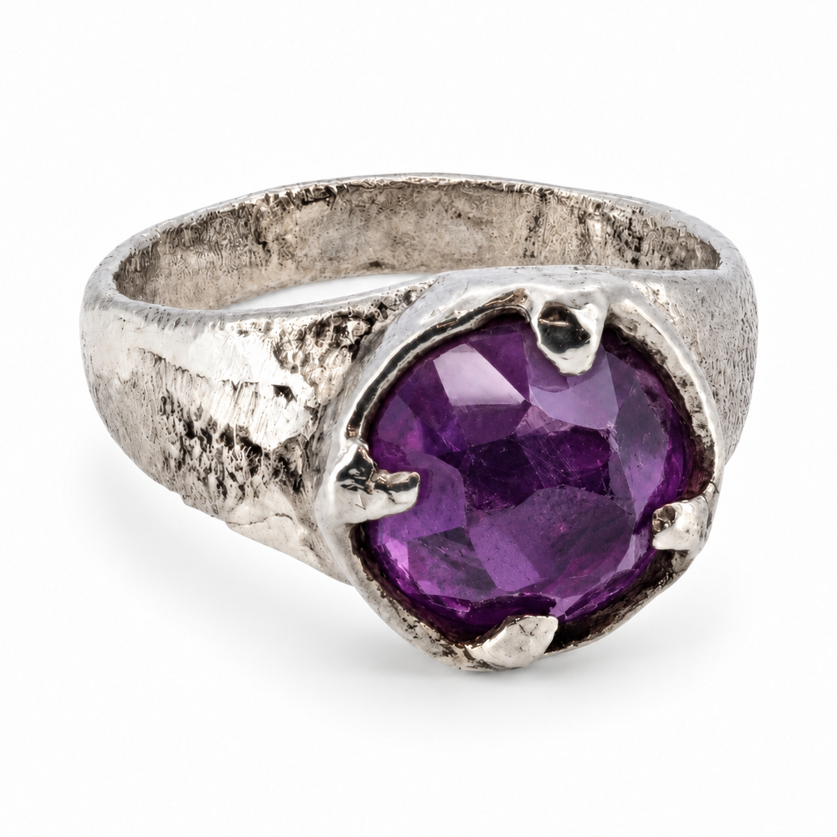 Silver North Yorkshire Viking amethyst ring — gemstone colour illustration of the design individually hand cast in Leeds