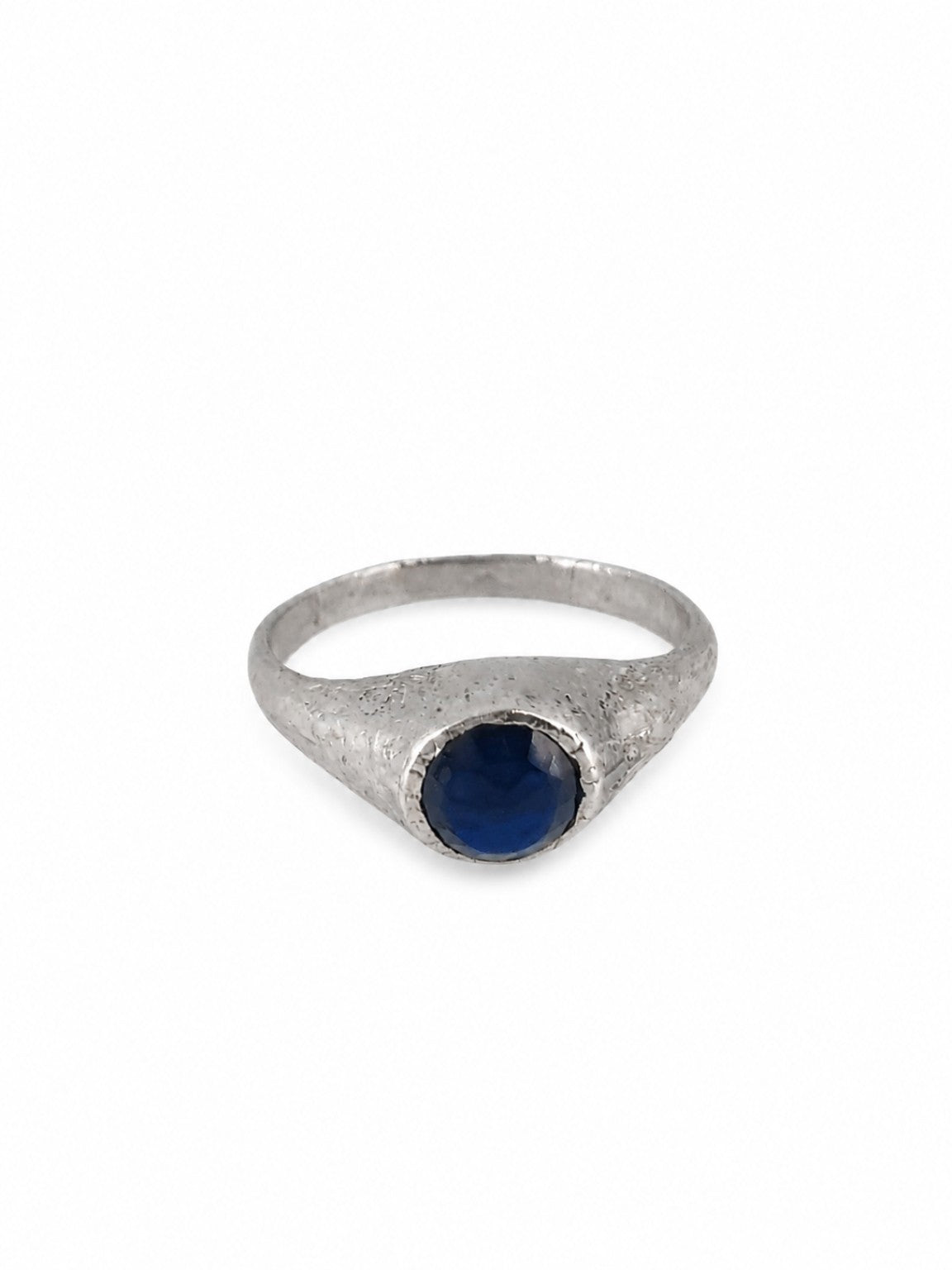 Platinum East Yorkshire medieval stirrup ring set with sapphire, individually hand-cast in Leeds — exact historical reproduction