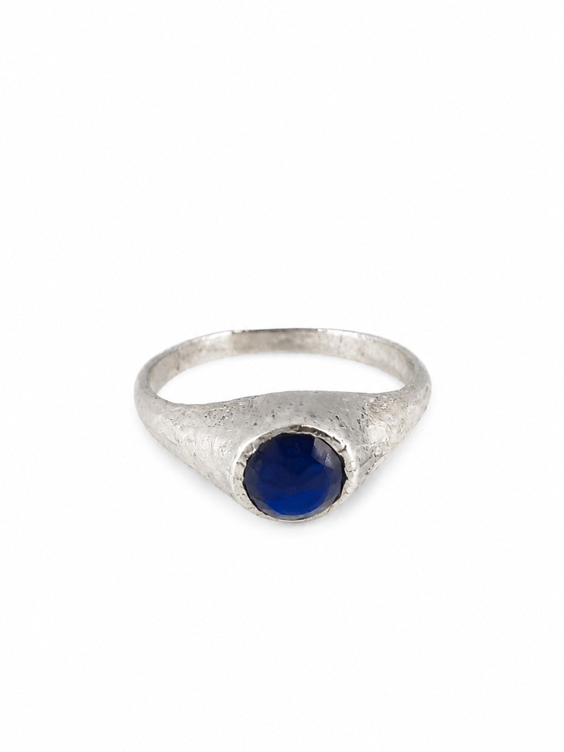 Silver East Yorkshire medieval stirrup ring set with sapphire, individually hand-cast in Leeds — exact historical reproduction