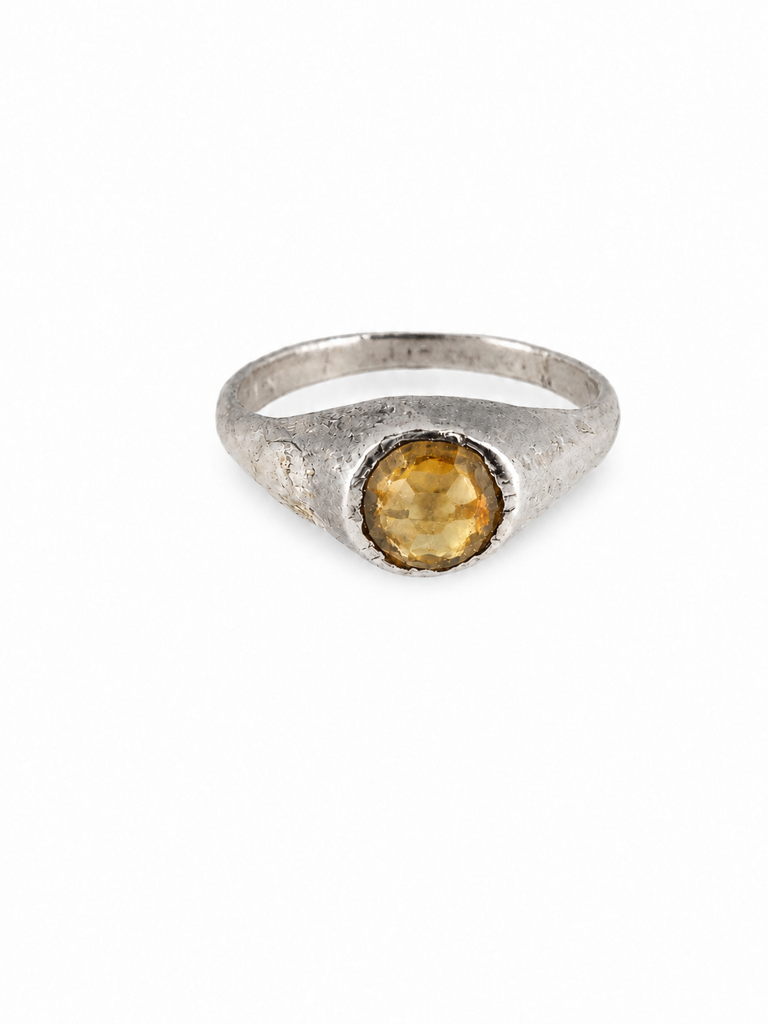 Platinum medieval citrine stirrup ring from East Yorkshire, with hand-cut gemstone