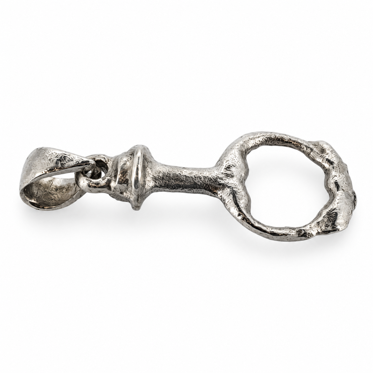 Platinum Tudor purse fob pendant from Lincolnshire, angled view.