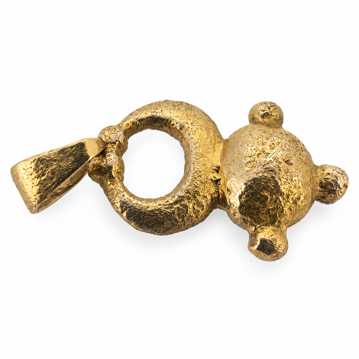 Gold Hampshire pendant viewed from the side, showing its raised dome and cast texture.
