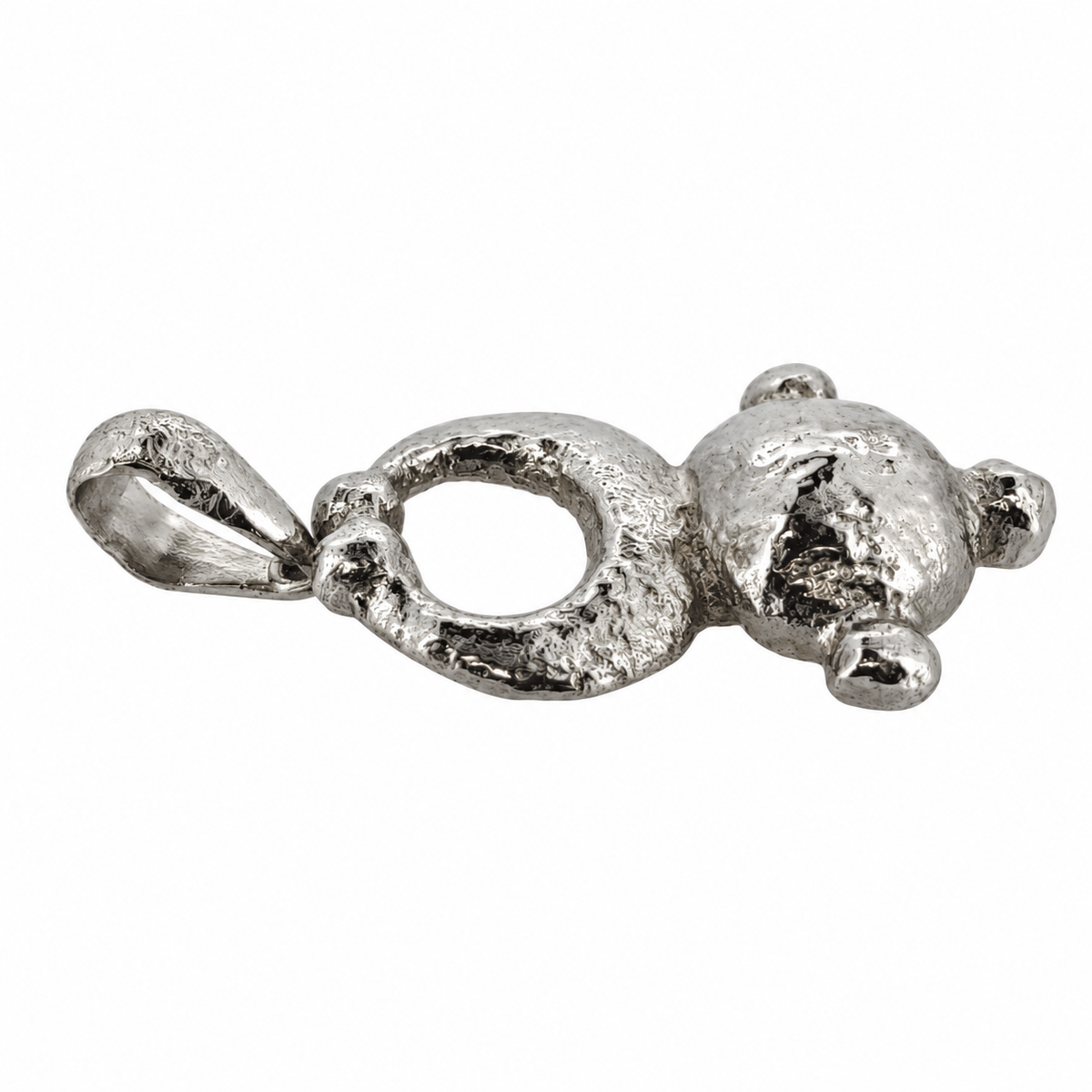 Platinum Hampshire pendant viewed from the side, showing its raised dome and cast texture.