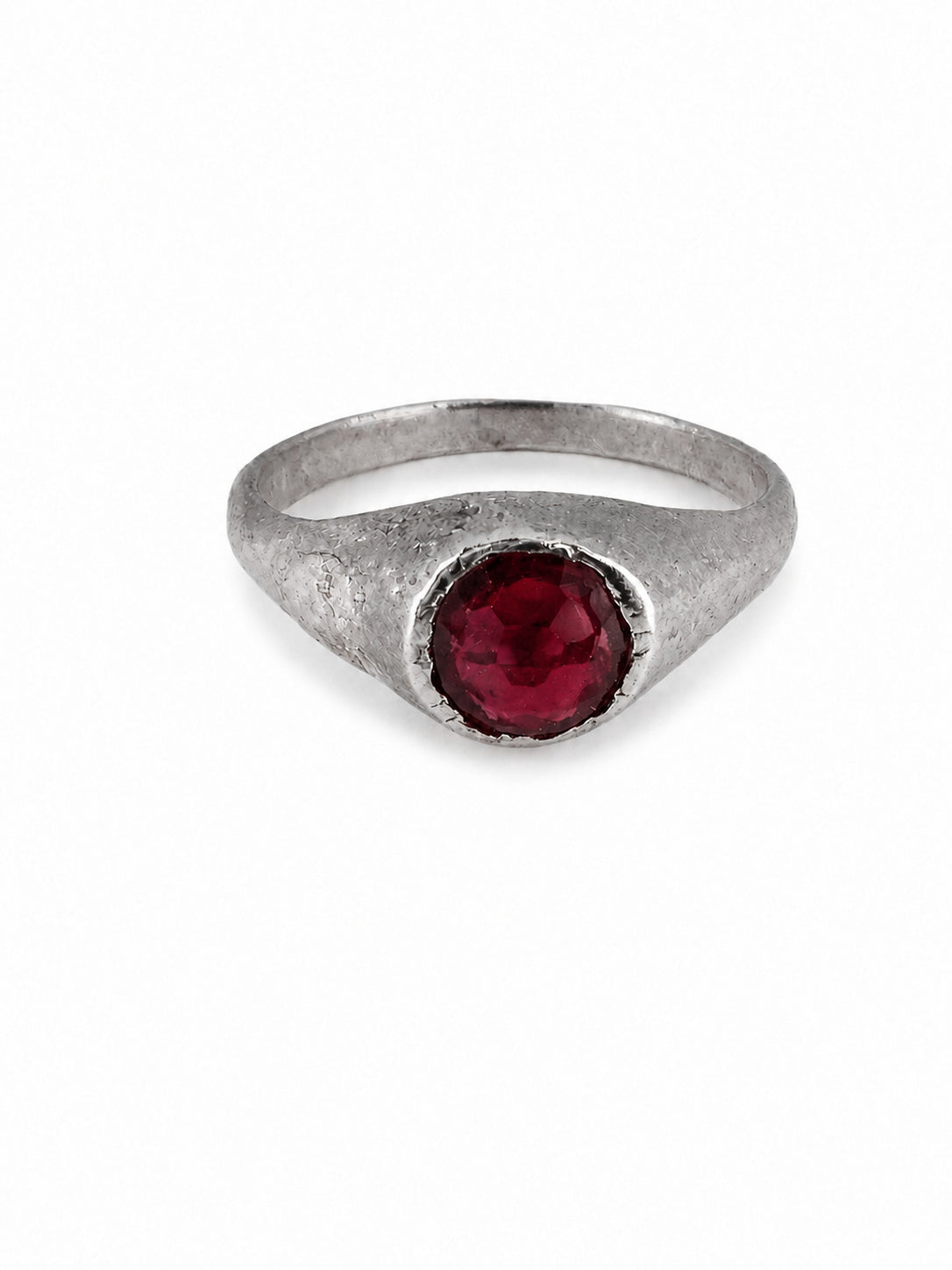 Silver East Yorkshire medieval stirrup ring set with ruby