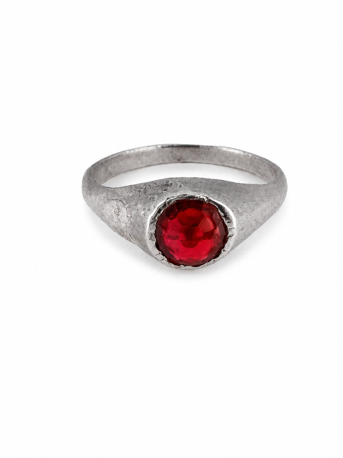 Silver East Yorkshire medieval stirrup ring set with ruby, individually hand-cast in Leeds — exact historical reproduction
