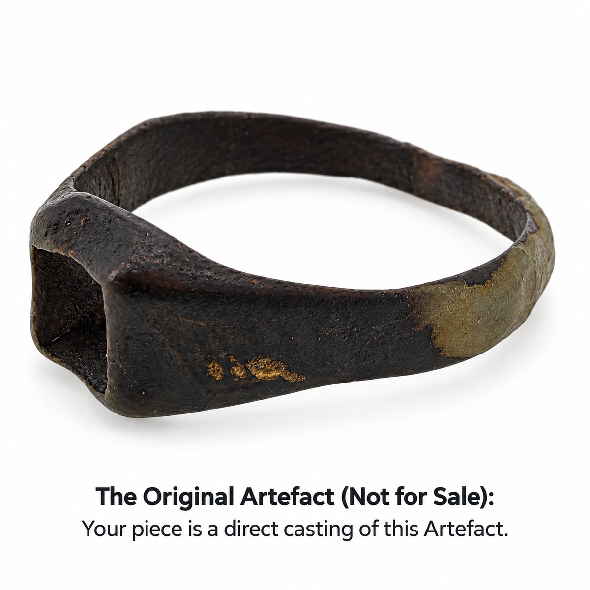 Original medieval square-set ring found in Humberside, front view; not for sale