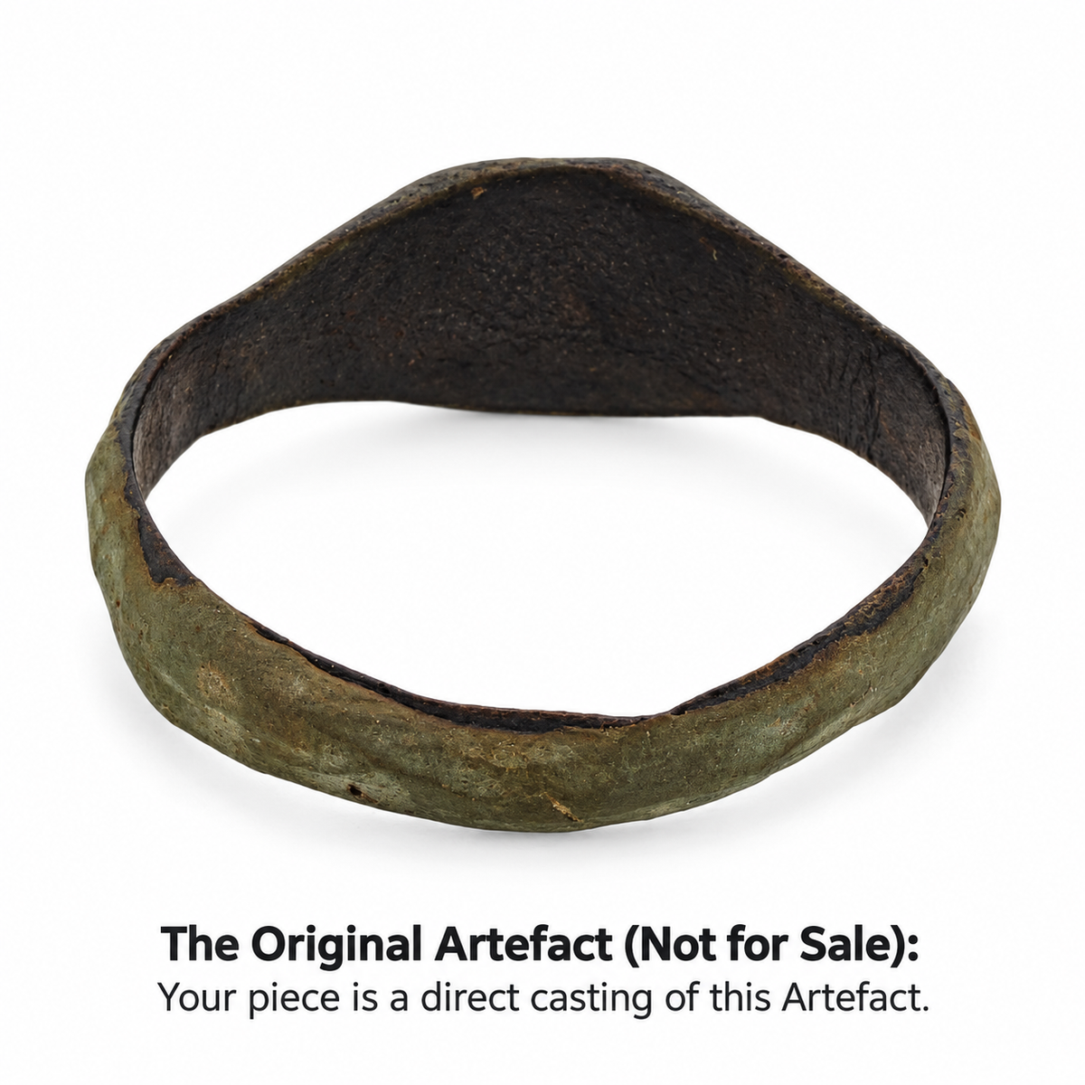Original medieval square-set ring found in Humberside, reverse view; not for sale